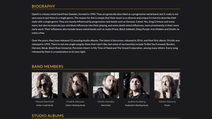 Opeth tribute page